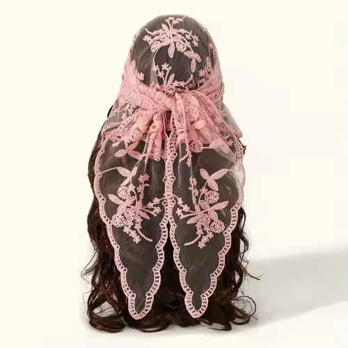 Elegant Lace Scarf Hollow Out Embroidery Foulard Bandana Solid Color Triangular Scarf Thin Vintage HandkerChiefs for Hair Woman - Image 26