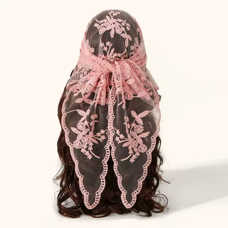 Elegant Lace Scarf Hollow Out Embroidery Foulard Bandana Solid Color Triangular Scarf Thin Vintage HandkerChiefs for Hair Woman - Image 26