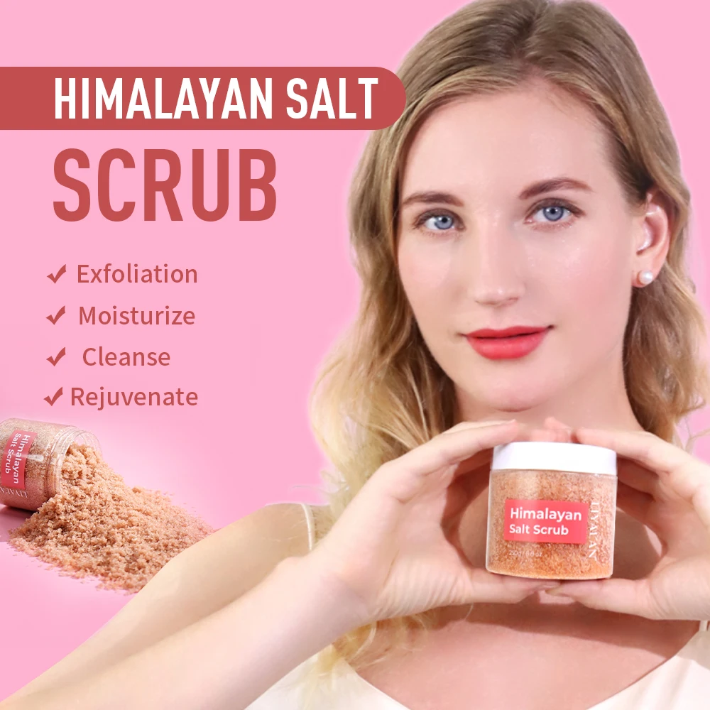 LIYALAN Pink Himalayan Salt Body Scrub Bath Exfoliating Skin Whitening Brightening Refreshing Bodyscrub For Women Body Care 250g