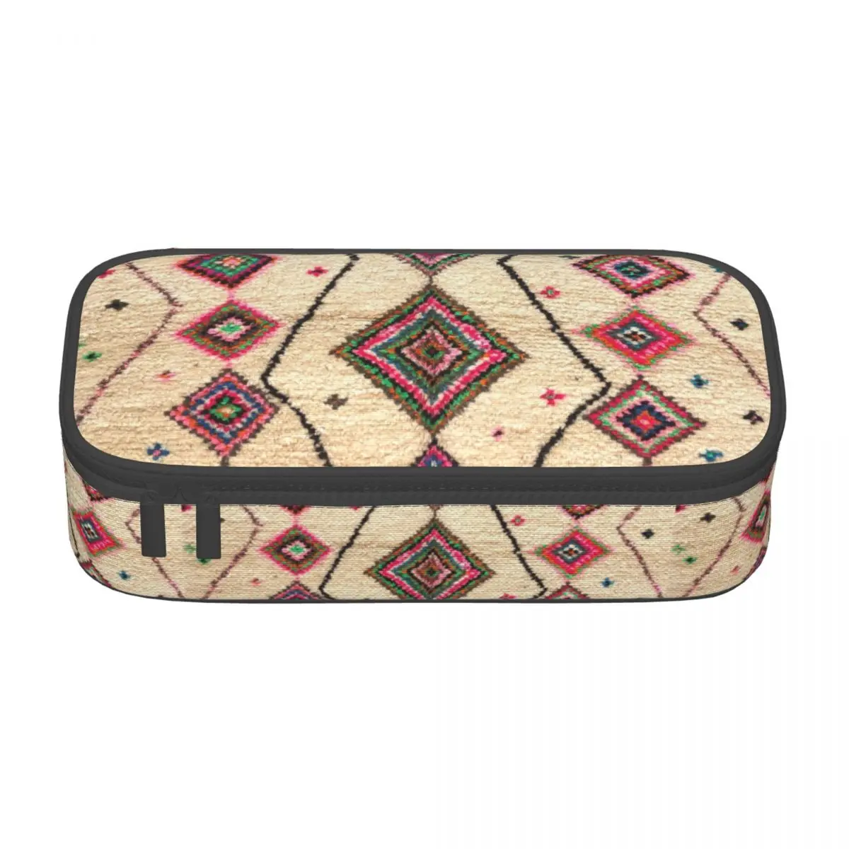 Custom Moroccan Berber Rug Boho Style Cute Pencil Cases Large Capacity Antique Bohemian Geometric Pencil Box Student School