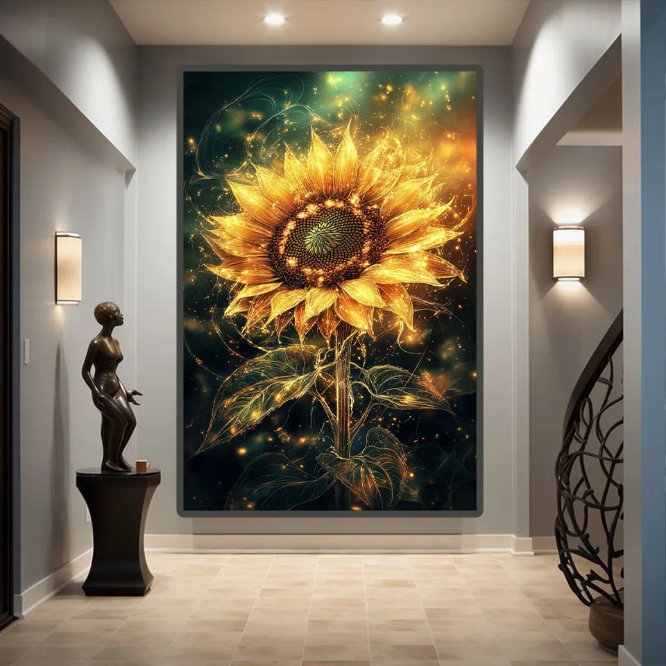 Diy Diamond Painting Kit Shiny Sunflower Rhinestone Full Square Circle Cross Stitch Handmade Mosaic Home Decor Gift