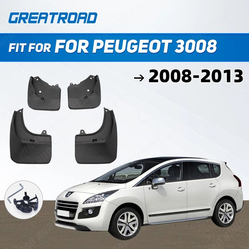 OE מנוסח יצוק בוץ דשים עבור פיג 'ו 3008 2008 - 2013 Mudflaps משמרות Splash דש מגני בץ רכב סטיילינג 2009 2010 2011 2012