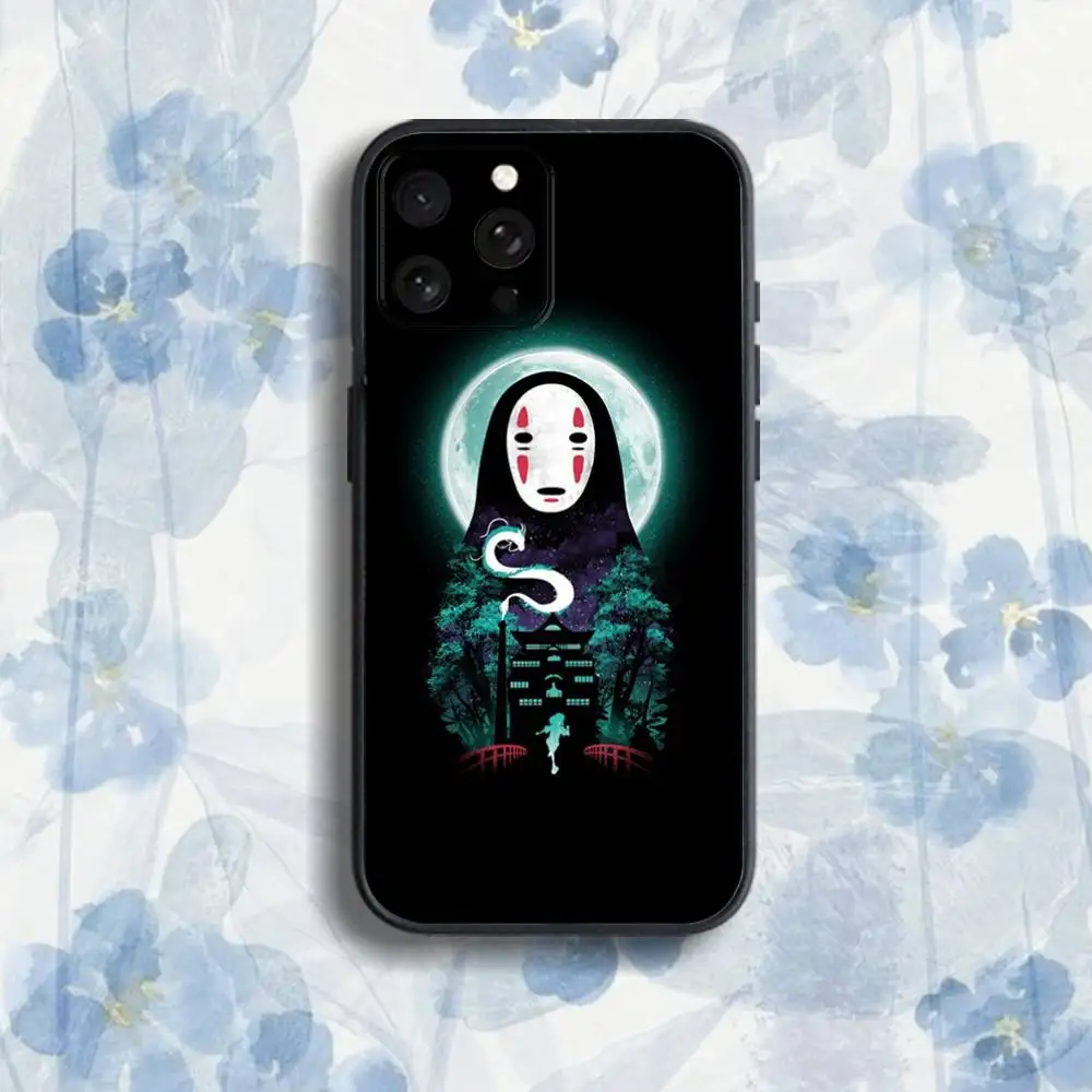 Etui na telefon C-Cartoon H-Hayao Miyazaki do iPhone'a 17, 16, 15, 14, 13, 12, Pro, Max, Plus, E, SE4, Air, Mini, czarne, miękkie, typu soft box