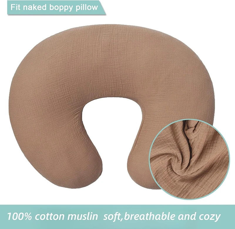 2PCS Nursing Pillow Covers Soft 100% Cotton Covers for Breastfeeding Pillows Breathable Muslin Fit Standard Nursing Pillows