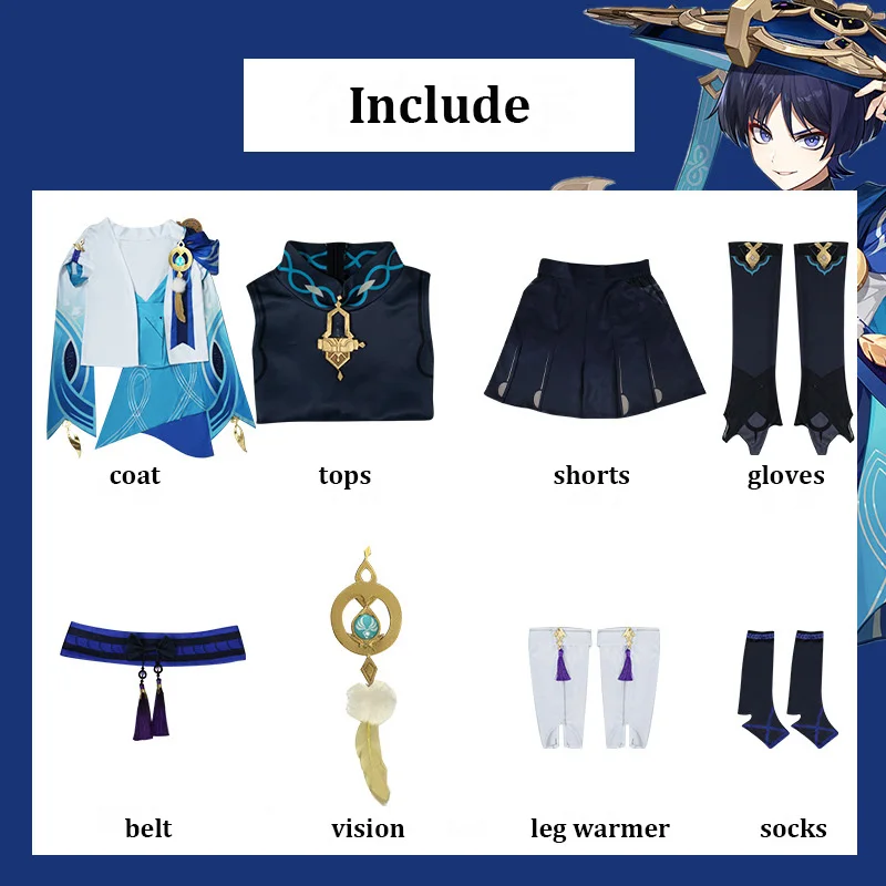 Wanderer Balladeer Scaramouche Cosplay Genshin Impact Cosplay Costume Hat Wig Halloween Carnival Party Role Play Outfit - view 3