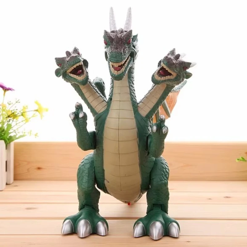 

Funny Jurassic Electric Dinosaur Flash and Sound Three Head of dragon Toy Child Interactive Toy Walking Talking Model baby Gift
