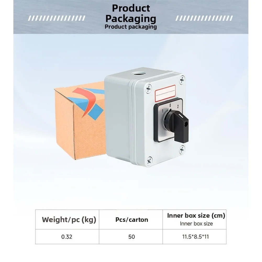 20A 3 Position Changeover Switch with Protective Cover for AC440V DC240V Dual Supply Transfer Cam Actuated Design