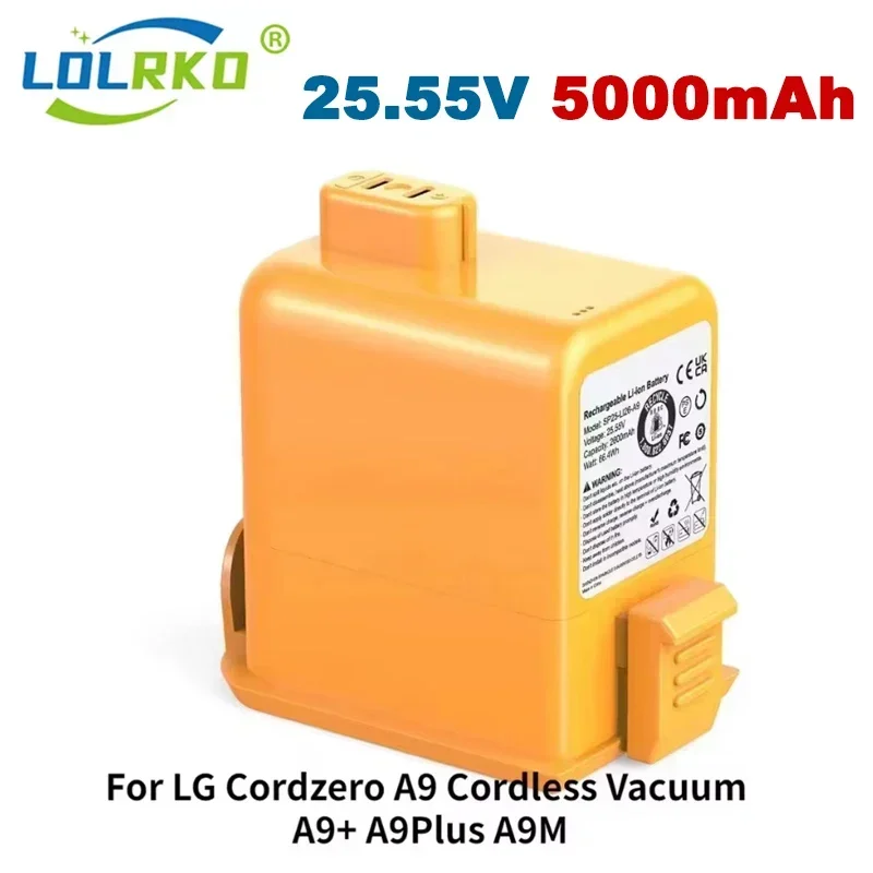 

25.55V 5000mAh Battery For LG Cord Zero A9/A9+/PLUS A905M A907GMS A9 MAX A9MASTER2X A958/SK/SA Series EAC63758601 EAC63382208