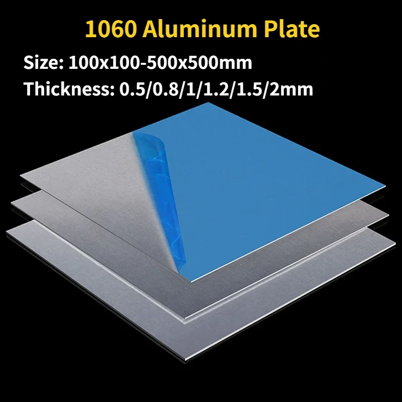 

1060 Pure Aluminum Plate Flat Plate Sheet Thickness 0.5/0.8/1/1.2/1.5/2mm Aluminum Plate Custom Processing 100x100-500x500m