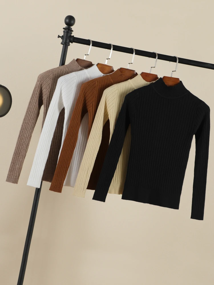 

Женский пуловер с длинным рукавом, базовый джемпер в Корейском стиле, верхняя одежда, 2025