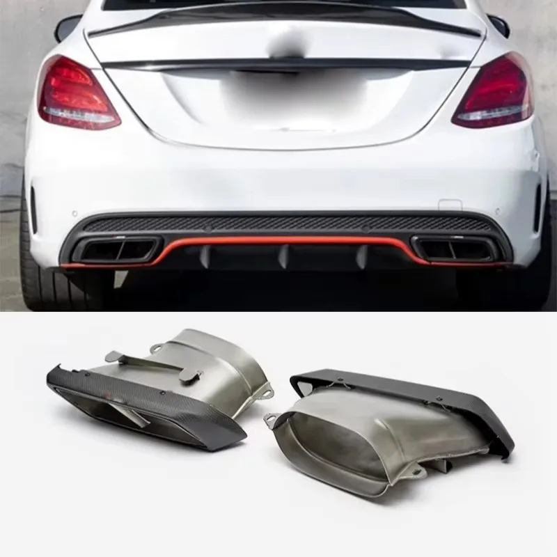 

1 Pair Car Exhaust Tip Muffler Tips Stainless Steel For Mercedes Benz C63 W205 C200 C300 C180 C260 2015 2016 2017 2018 Tailpipe