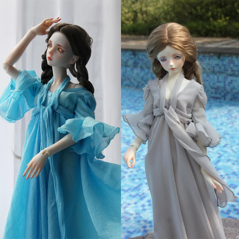 D04-B090 children handmade toy 1/3 1/4 Biggirl Doll BJD/SD  doll Accessories blue grey halter Wedding Dress 1pcs