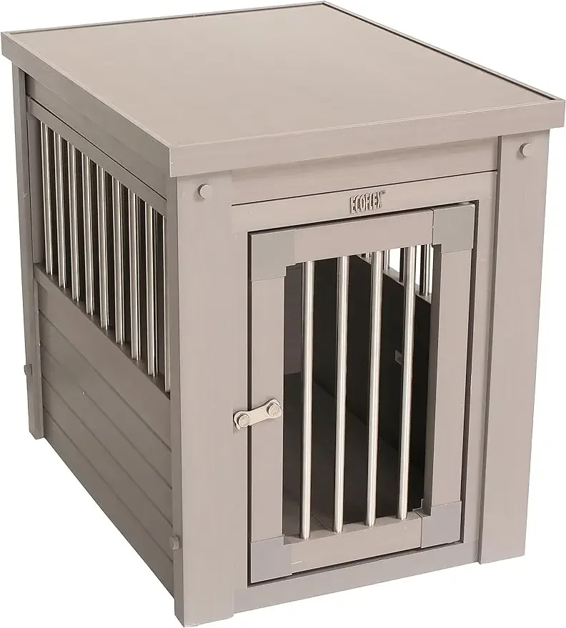 

29.5"L x 21.1"W x 25.2"H Pet Crate/End Table, Medium, Grey/Antique White/Espresso/Russet