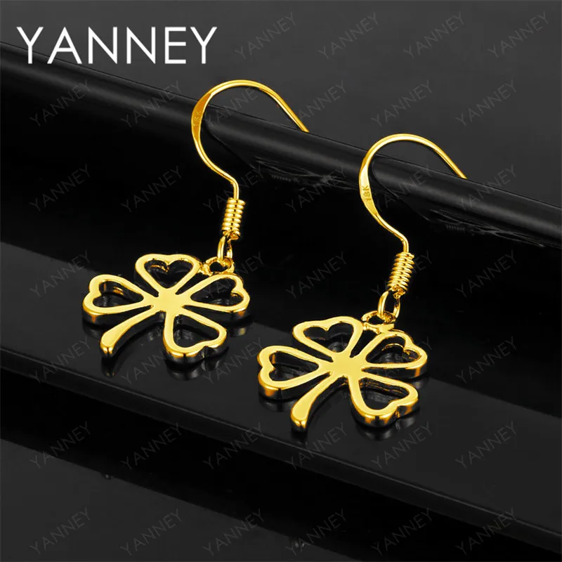 

Fashionable 925 silver 18K gold exquisite four-leaf clover earrings for women, engagement jewelry, jewelry gift