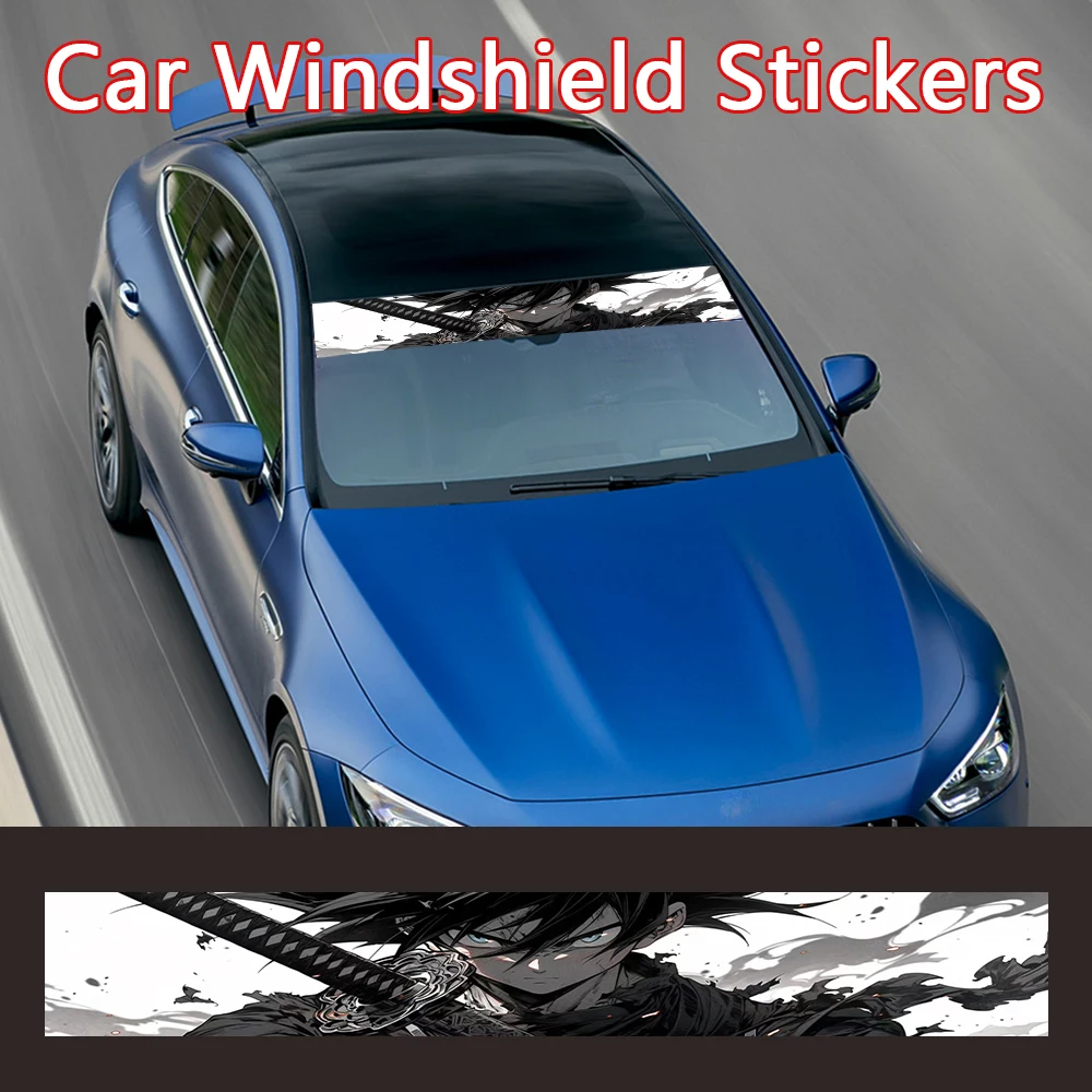 Autocollants de pare-brise de voiture Cool Anime, autocollants décoratifs pour pare-brise avant et arrière, équipement arrière