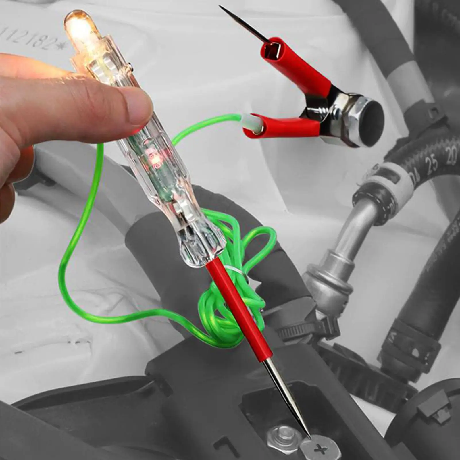 Probador de Circuitos Eléctricos para Automóviles, 6V-24V DC, Probador de Circuitos Automotriz Portátil, Probador de Fusibles con Pinza de Cocodrilo, Lápiz de Prueba para Autos