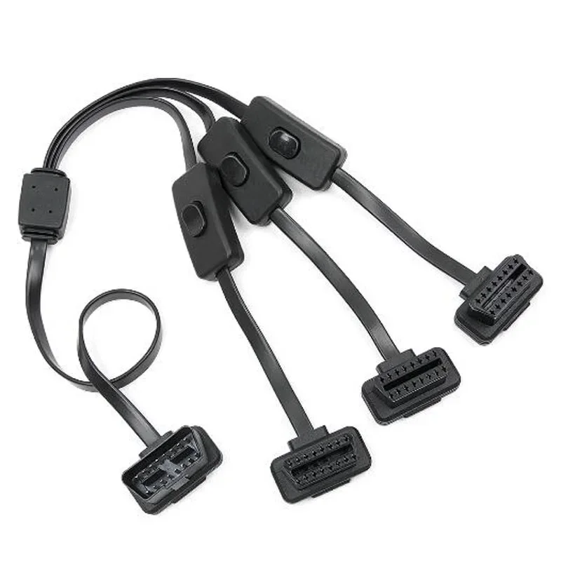 Extension cable Full 16 pin Splitter 1 to 3 with switch obd obd2 Y Cable Male Three Port Female wifi Scanner ELM 327 V1.5