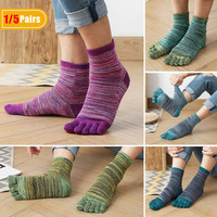1/5 Pairs Man Colorful Toe Happy Socks Short Cotton Vintage Sweat-Absorbing Breathable Warm Fashions Five Finger Socks Student