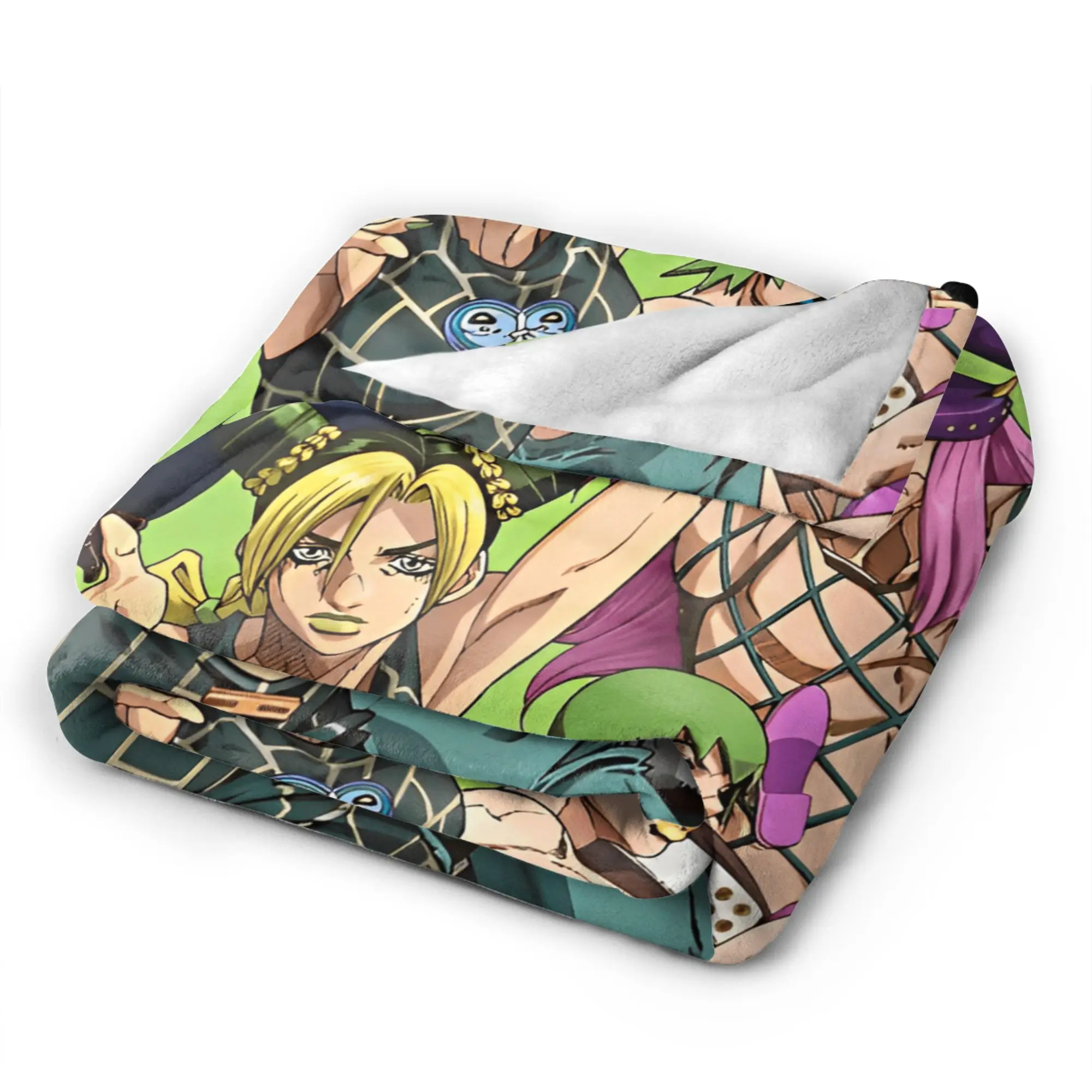 Anime J-Jojos Bizarre Adventure Flannel Blanket  Super Soft Throw Blanket for Outdoor Travel Fashion Bedspread Sofa Bed Cover