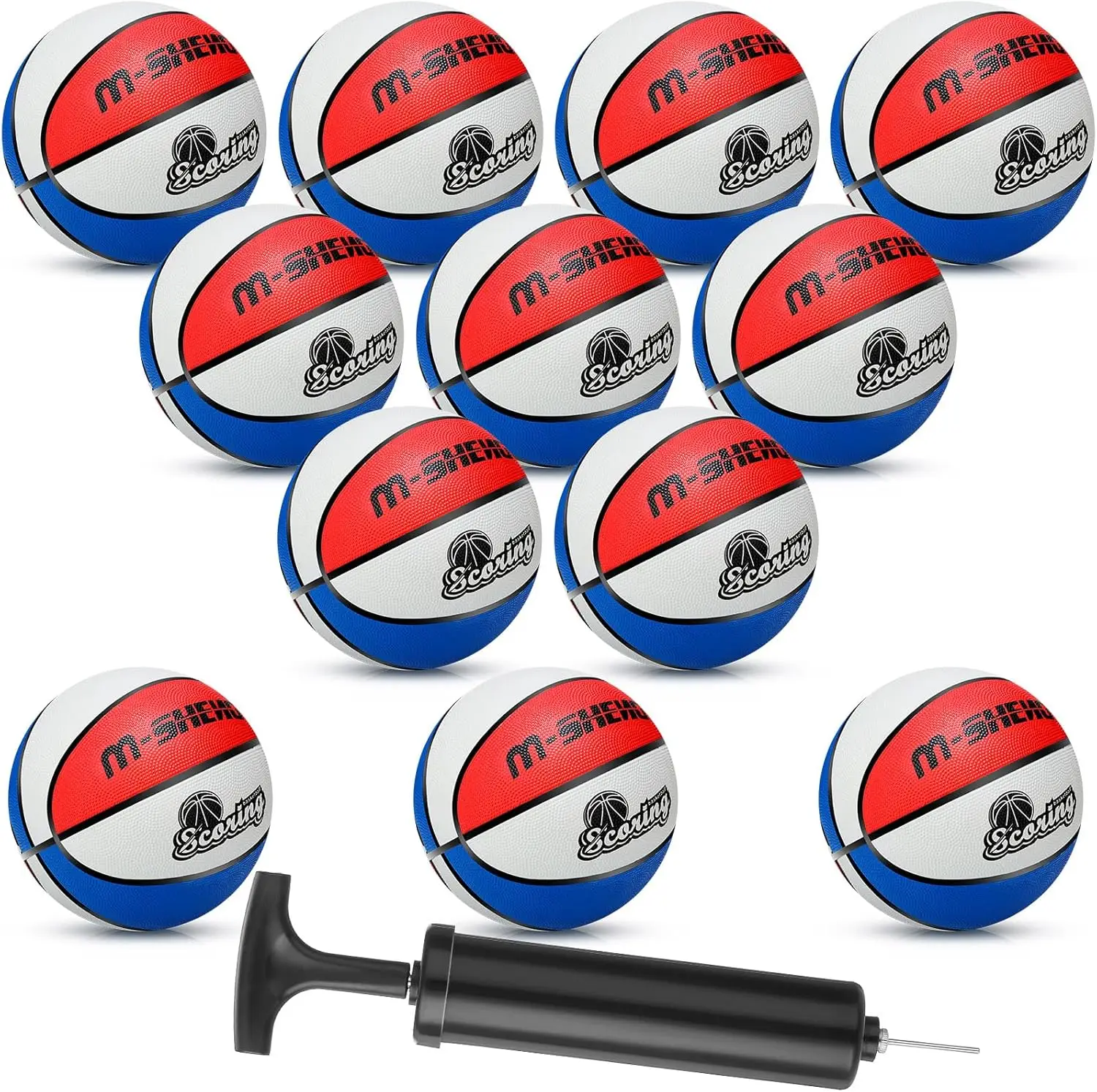 

12 Pack Official Size 5 Basketballs with Pump for Outdoor Training and Play, Ideal Gifts for Youth