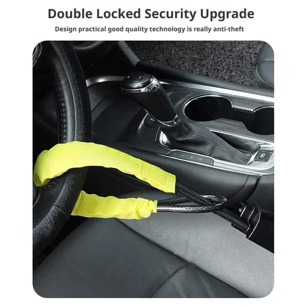 

Construction Lock Highly Resistant to Cutting or Tampering Lock Car Steering Wheel Lock Vehicle Protection Sturdy Braided Steel