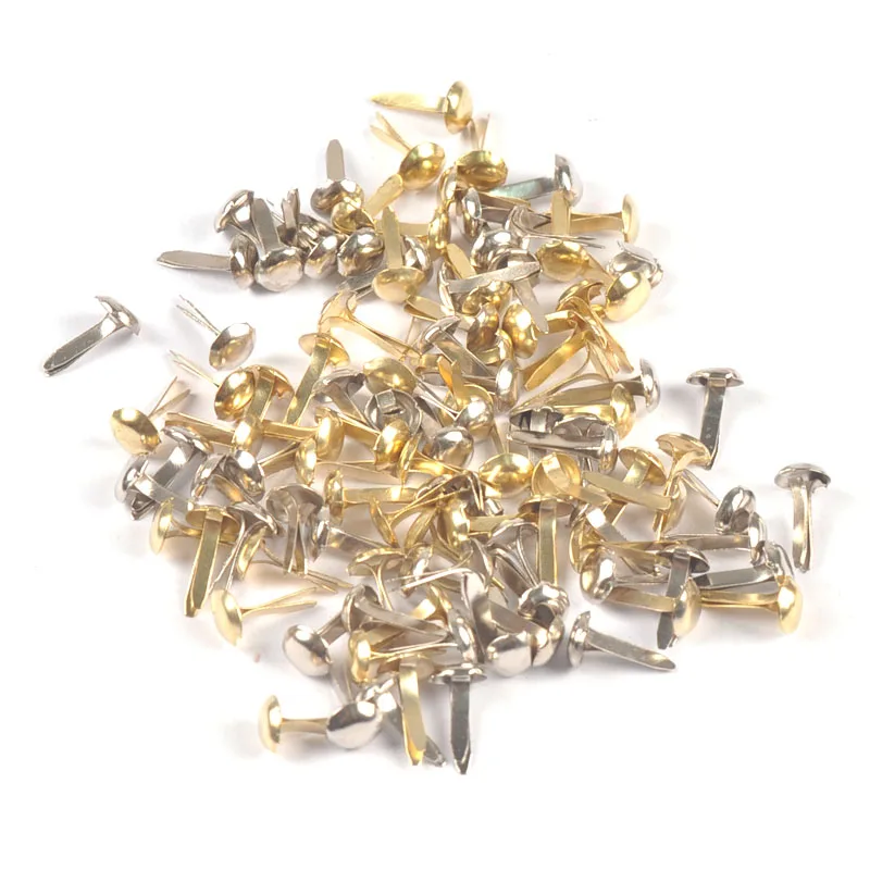 100pcs/lot 4.5*8mm Mixed Gold Silver Metal Brads Scrapbooking Embellishment Fastener DIY Decoration Paper Card Crafts c2252