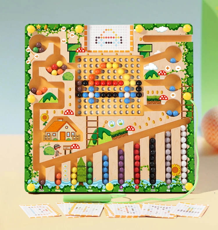 Magnetische Sortierspiele Montessori Puzzle Spielzeug Labyrinth Bord Lernen Farbe Zählen Anzahl Klassifizierung Holz Lernspielzeug – Detail 2