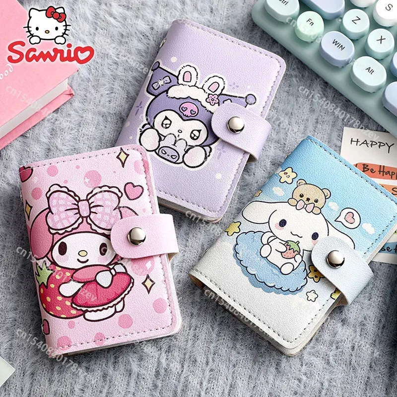 

2024 Sanrio Card Bag Cartoon Kuromi My Melody Cinnamoroll Women Credit ID Cards Holders Large Capacity Storage Card Clip