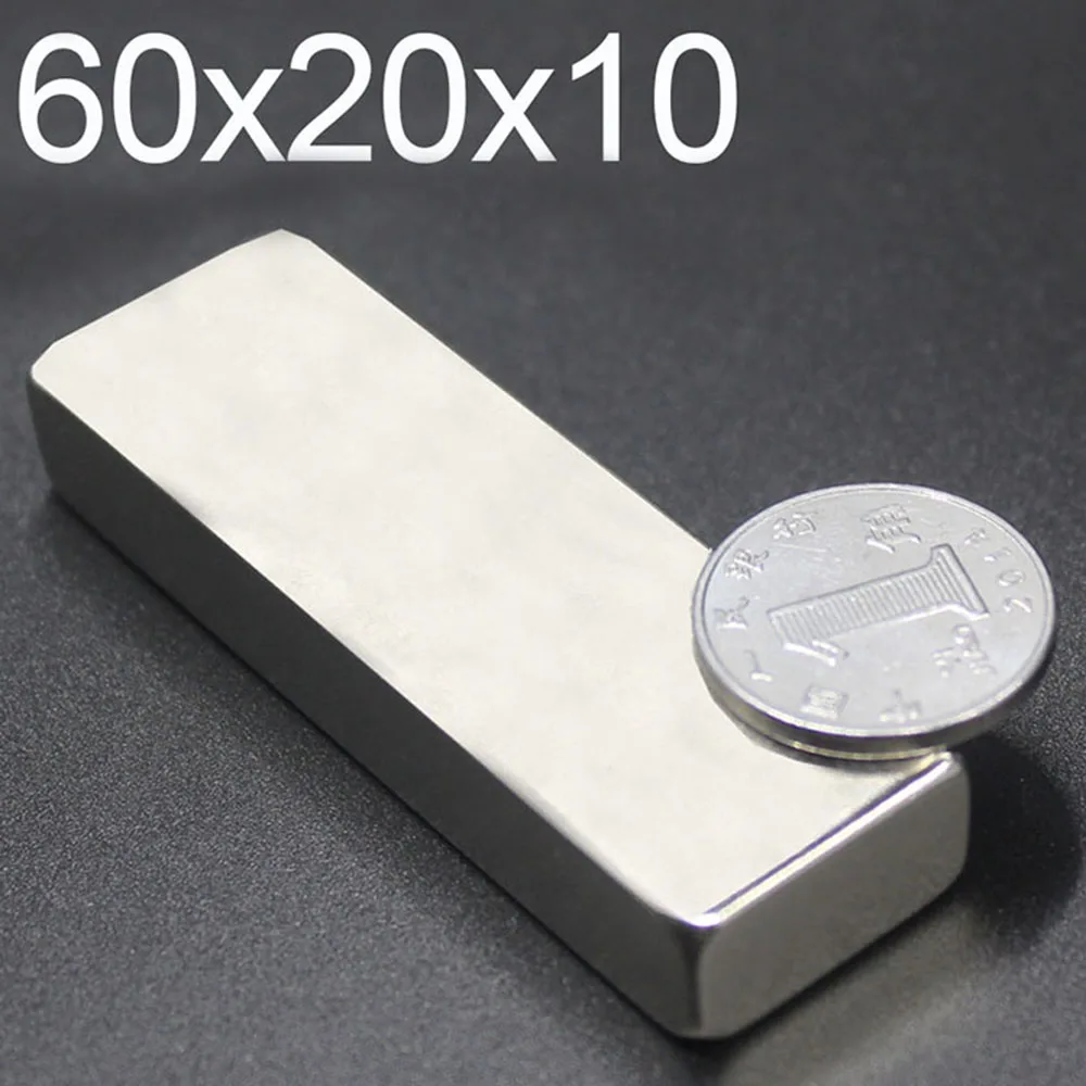 

1/2/5Pcs 60x20x10 Neodymium Magnet 60mm x 20mm x 10mm N35 NdFeB Block Super Powerful Strong Permanent Magnetic imanes