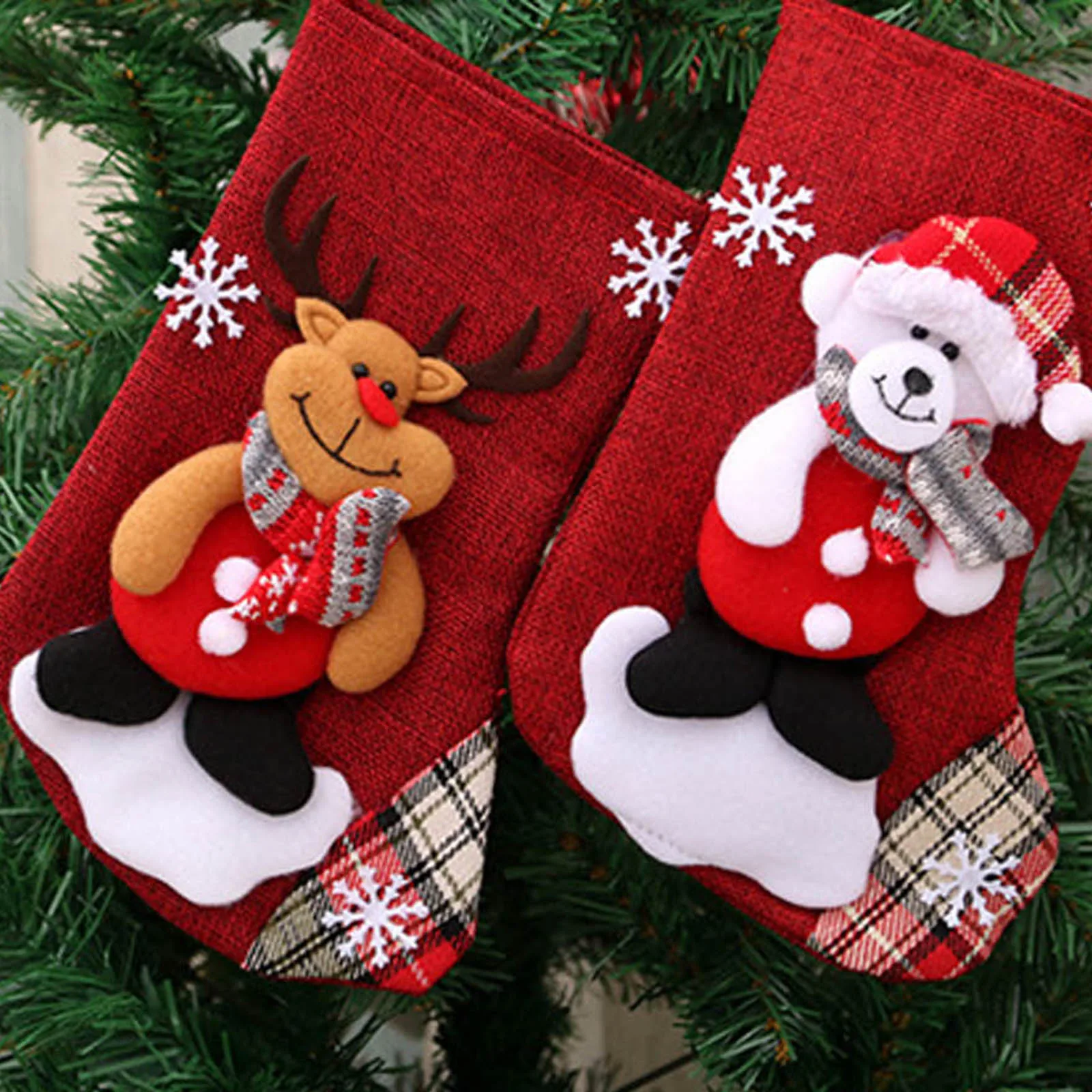 Kerstkousen voor kinderen Tassen Geschenken Herten Kerstman Sneeuwpop Beer Kerstsok Vakantie Kerstdecoratie Props