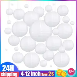 20/30/50/60pcs Mixed 4-12 ''Lanterna De Casamento Elegante Branco Chinês Lanternas De Papel Bola Lampion Pendurado Lampshade Decoração Do Partido