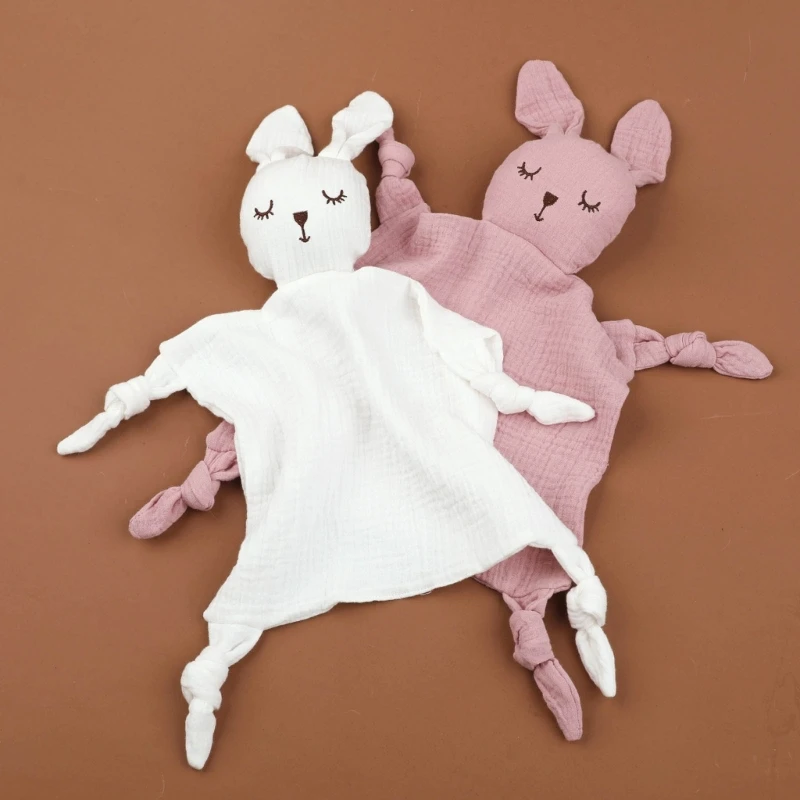 Cartoon Rabbit Baby Soother Toy Appease Bib Cartoon Burping Cloth for Newbrons Breathable Comforting Towel