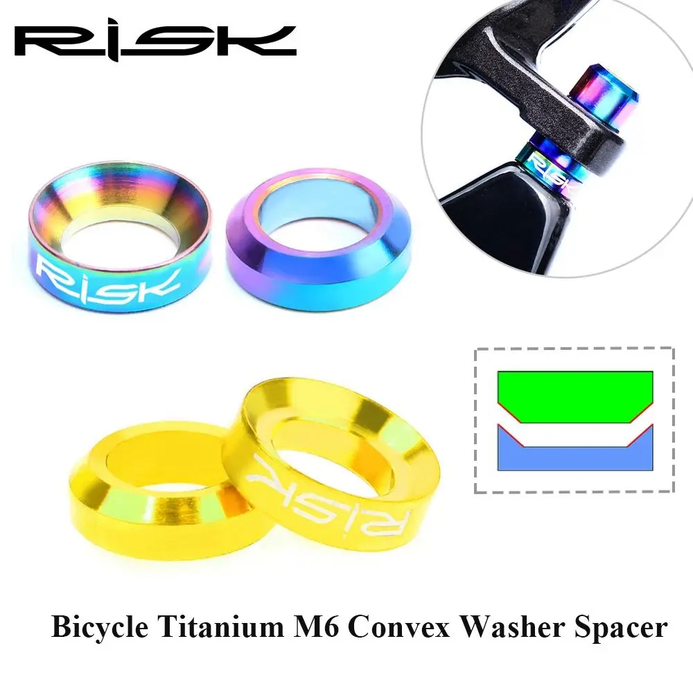 2Pairs Colorful Mountain Bike Bicycle Titanium M6 Concave and Convex Washer Spacer For Disc Brake Caliper Group XT Mounting Bolt