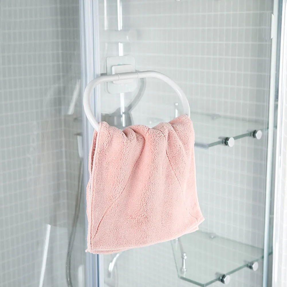 

ABS Towel Ring Strong Self-Adhesive No Drill Bathroom Kitchen Towel Holder Water Resistant Fingerprint Proof Easy Install