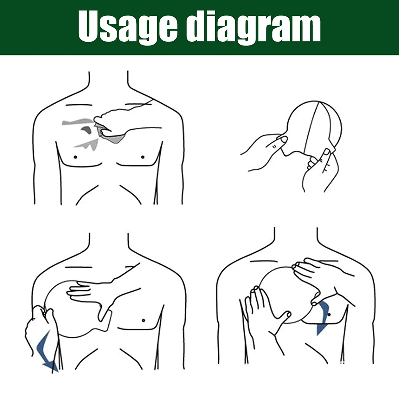 الطبية تنفيس الصدر ختم خلع الملابس اللاصقة لفتح جروح الصدر بقاء الطوارئ الصدمة ملصق الإسعافات الأولية التصحيح