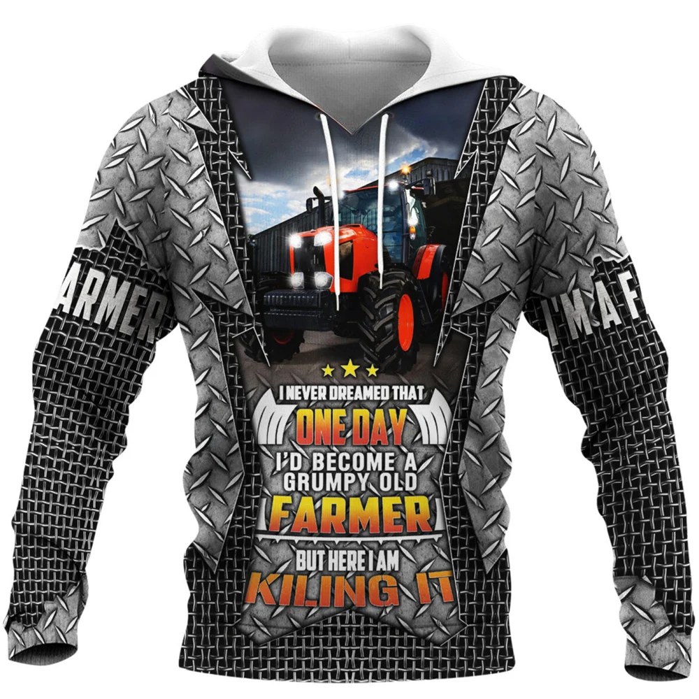 

CLOOCL Tractor Farmer 3D All Over Printed Mens Autumn Hoodie Sweatshirt Unisex Streetwear Casual Zipper Jacket Pullover