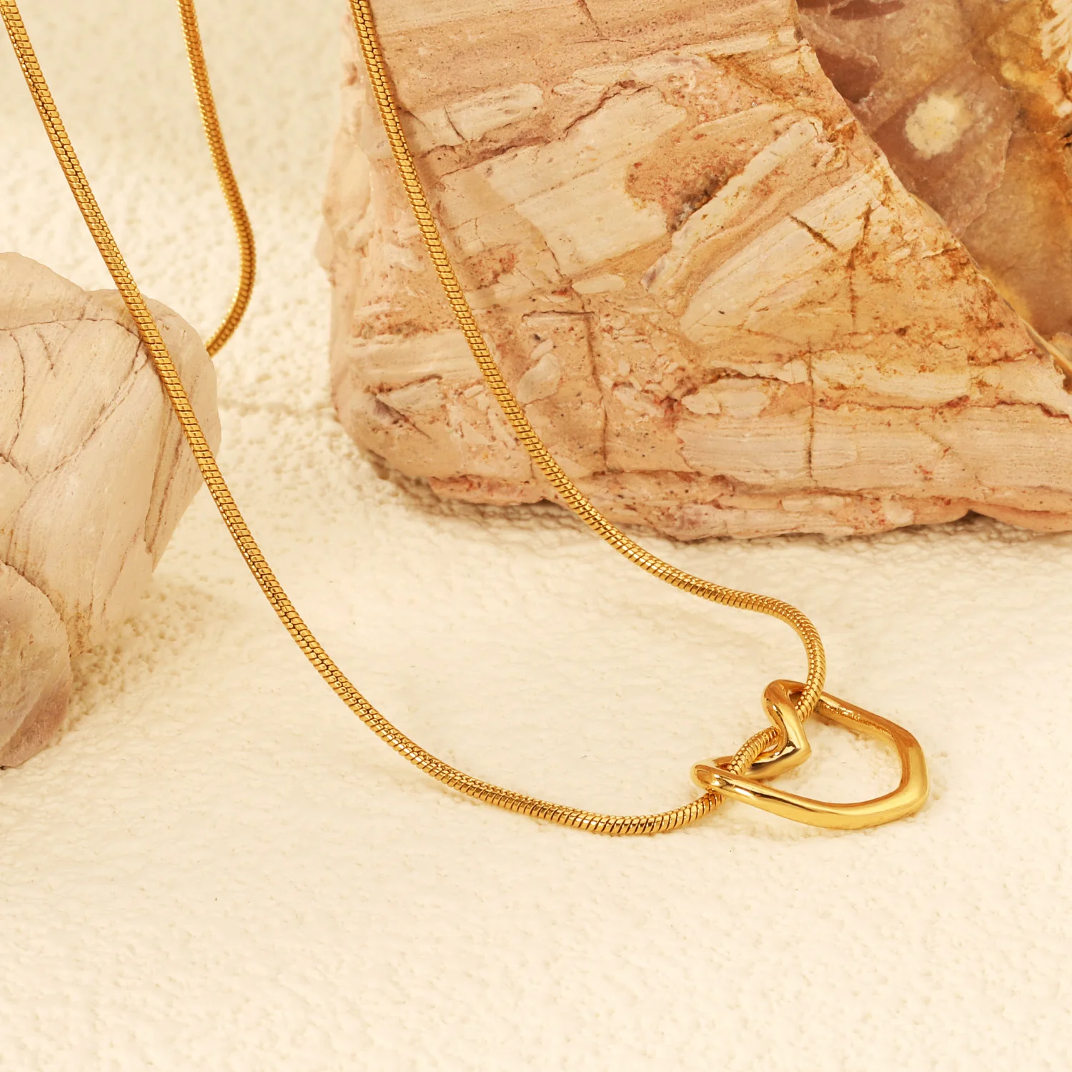 LUXUSTEEL Mini Cute Small Twist Heart Pendant Necklace Lover's Gift Stainless Steel Golden Plated Snake Chains Necklace Extender - Image 5