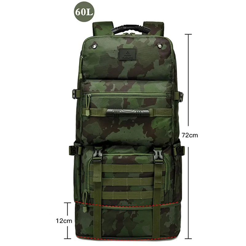 Imagem -03 - Oulylan-mochila Tática Expansível Impermeável Compartimento Independente de Sapato Mochila de Viagem Camuflagem Grande Capacidade