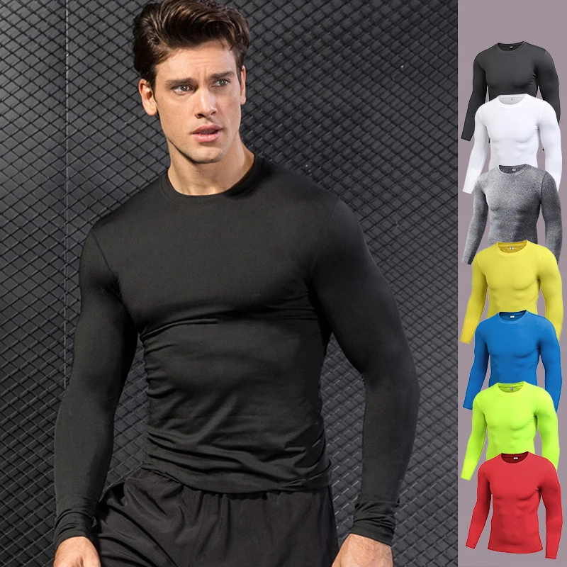 Workout Running Shirts Men Rashguard Quick Dry Sports Jersey T Shirts Homme Thermal Underwear Compression Gym Clothing Male Tops