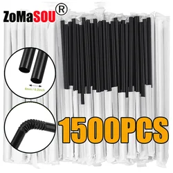50-1500Pcs Black Drinking Straws Plastique Straws Paper Individually Wrapped rietjes Flexible Party Bar Kitchen Beverage Straws