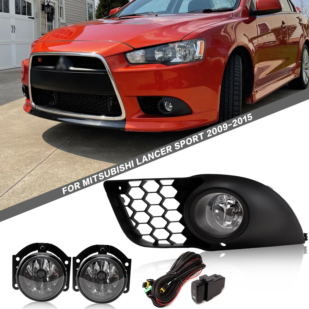 

Front Bumper Fog Lamp Upgrade Kit FOR Mitsubishi Lancer SPORT 2009-2015 Version Additional Foglight Set Switch + Wiring