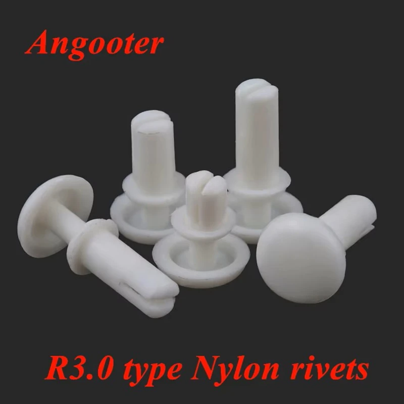 100pcs R3035 R3045 R3055 R3065 R3075 R3080 R3090 R3100 R3.0 Type Nylon Rivets for PC Board Pass Plastic Card Buckle Rivet Fasten