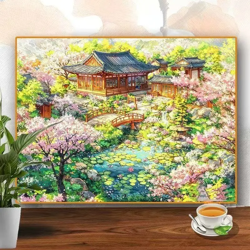 

1 комплект, домашний пейзаж в античном стиле, цифровая картина маслом «сделай сам», акриловая картина с ручным наполнением, лечебная и декомпрессионная, высококачественная