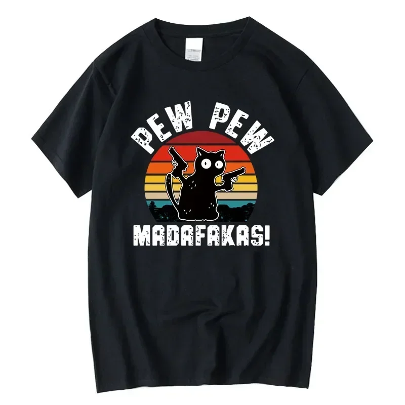 

Summer Casual Men's High Quality T-shirt 100% Cotton Cool Funny Cat Printed T-shirt Casual O-neck Loose for Men T Shirt Tees Top