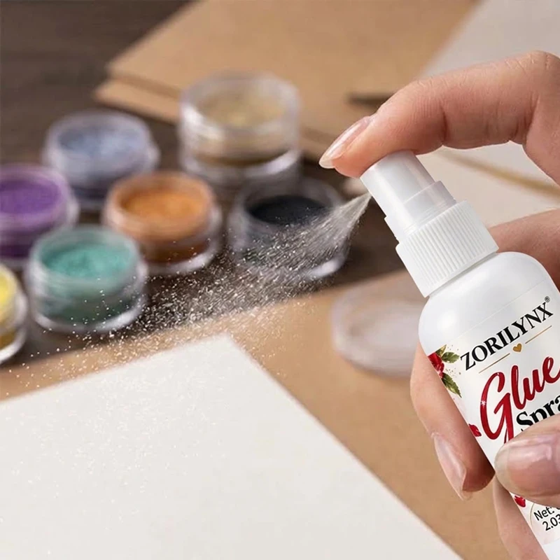 Glue Spray for Glitter Powder Floral Petal Crafts Mist Adhesive Set for Silk Rose Paper Card Fabric DIY 60ml - ZORILYNX