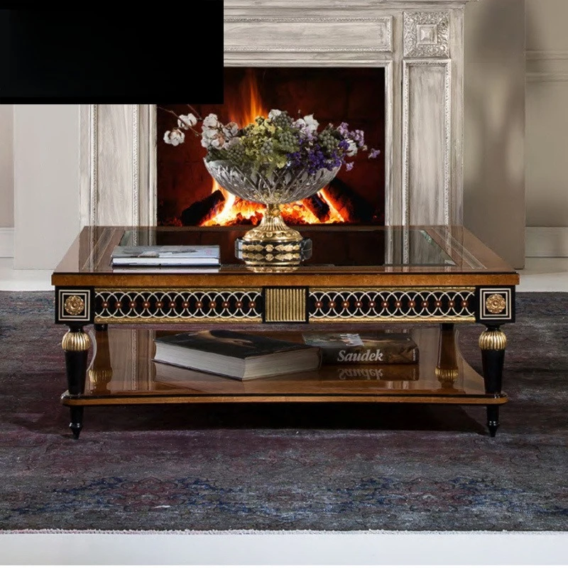 

style birch carved rectangular coffee table corner table combination large apartment model room living room furniture