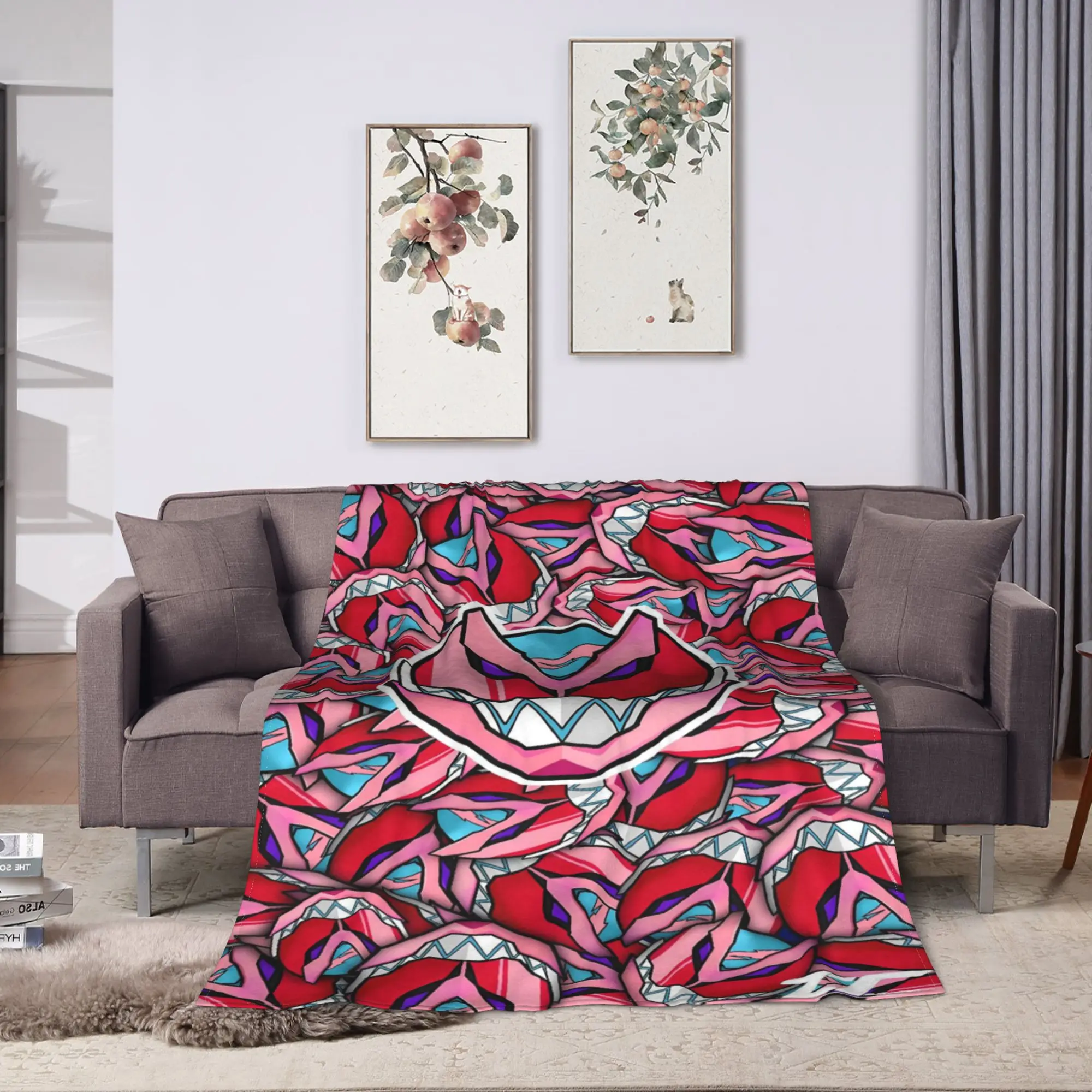 Magenta Helmet Print Kamen Rider Blanket  Warm Plush Throw Blanket For Couch Chair Sofa Bed Travel Flannel Bedspread Bed Cover