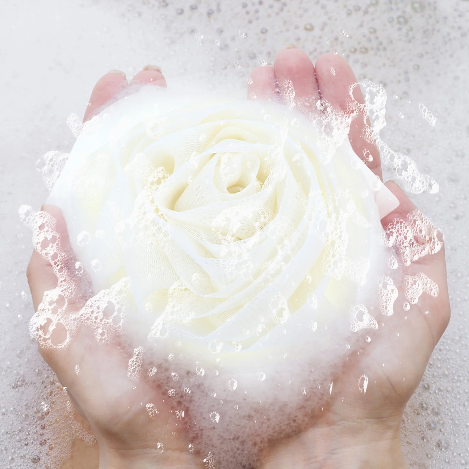 

2 pcs Rose Shape Mesh Bath Ball Exfoliating Foaming Shower Scrubber Fast Drying Bacteria Resistant Sponge Relaxing Cleansing