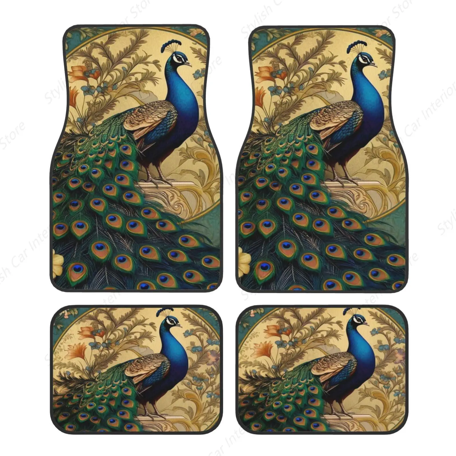 

Peacock Car Floor Mats,Vehicle Front Rear Carpets Mats Universal Car Rugs,Car Accessories for Truck