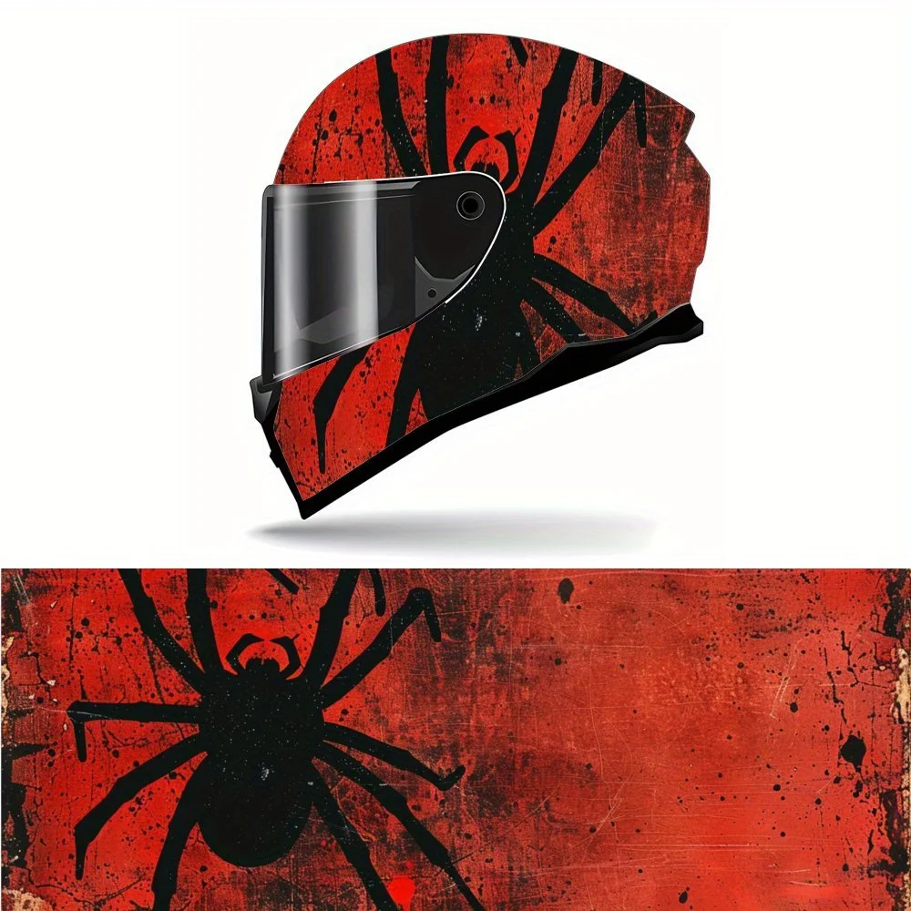 

Red Wall Black Spider Design Full Face Vinyl Motorcycle Helmet Decorative Sticker Waterproof Self-adhesive Gift for Motorcycle E